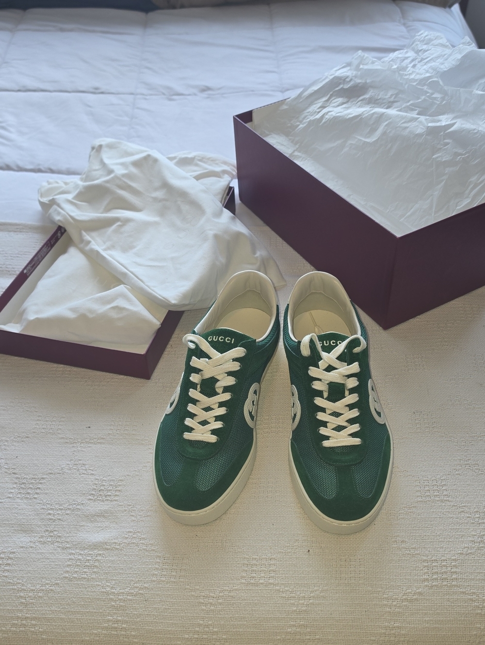 Gucci Green and White Men's Low-Top Sneakers